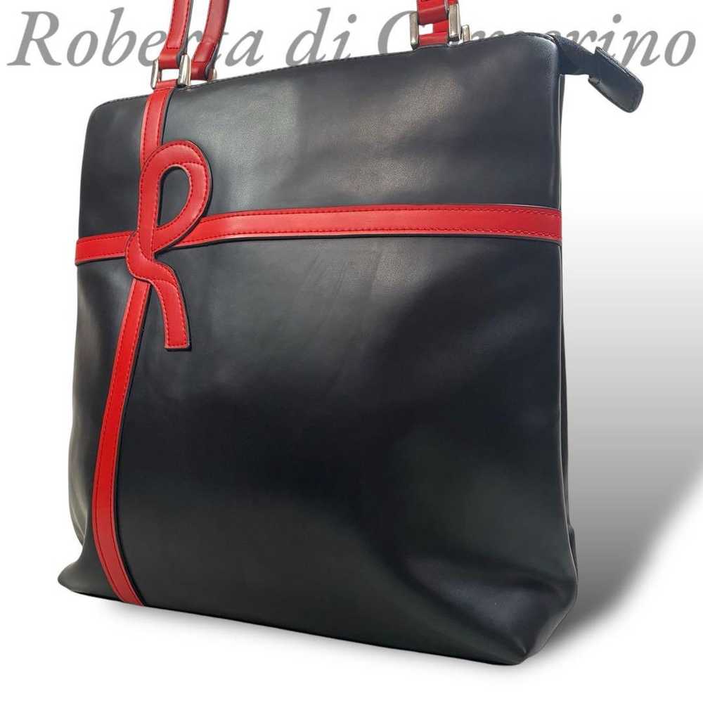 Roberta di Camerino Shoulder Bag Black Ribbon Lea… - image 11