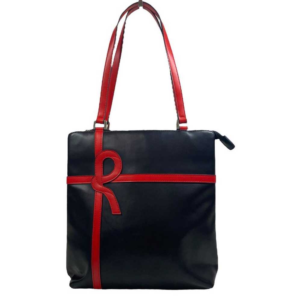 Roberta di Camerino Shoulder Bag Black Ribbon Lea… - image 2