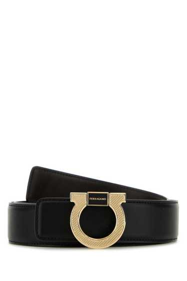 Salvatore Ferragamo Black Leather Reversible Belt