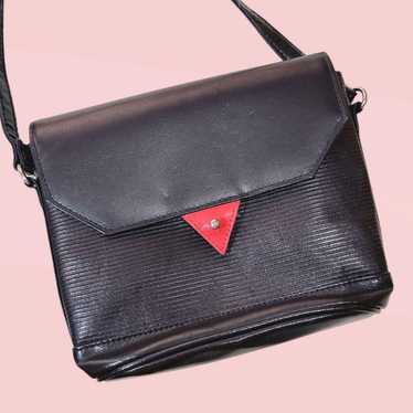 Shoulder bag black vintage Showa retro modern tri… - image 1