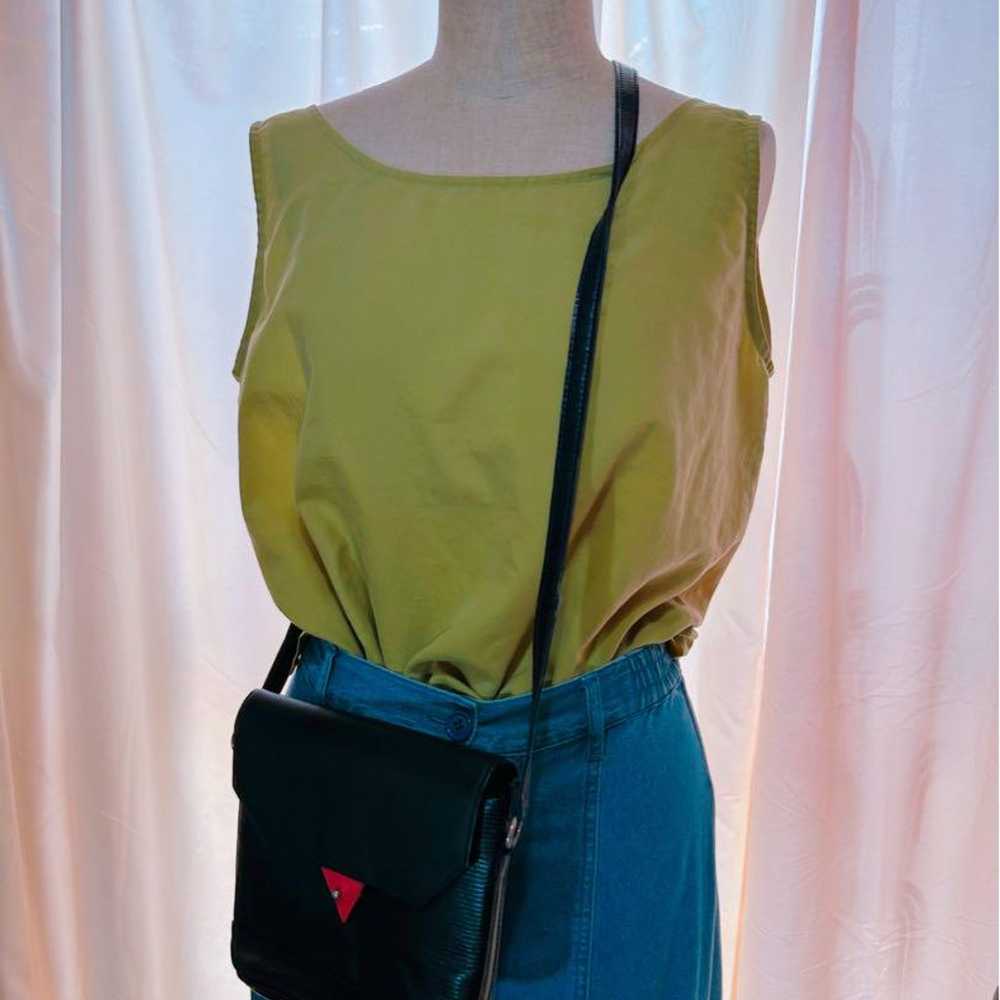 Shoulder bag black vintage Showa retro modern tri… - image 7