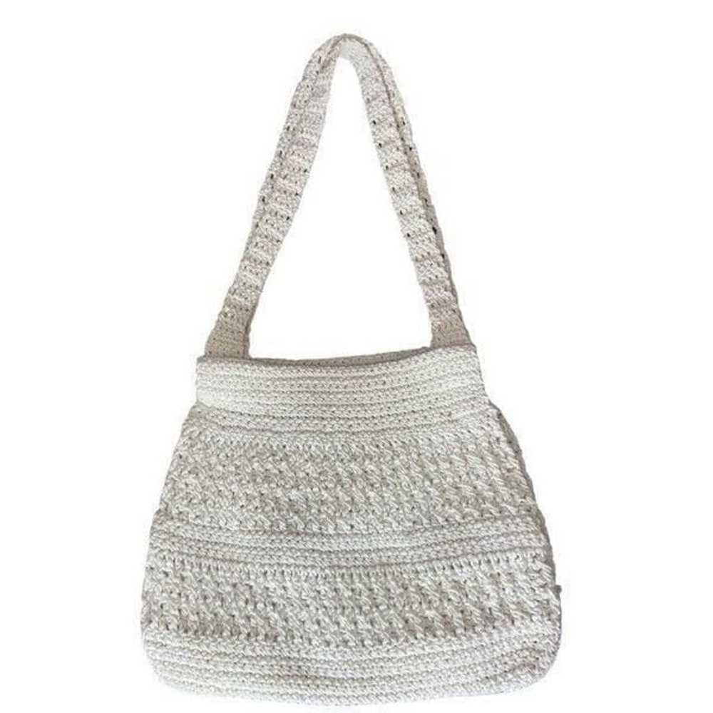 Vintage Handmade Shoulder Bag Ivory Lace Crochet … - image 1