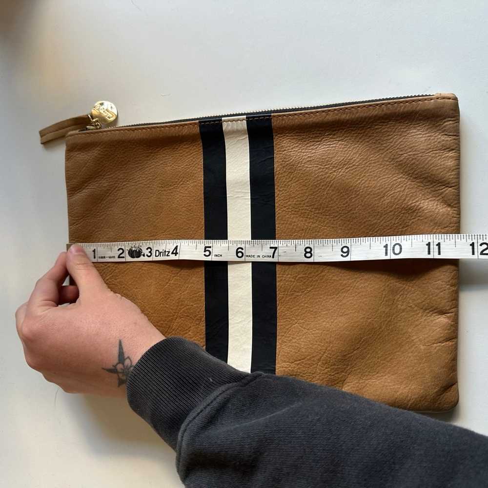 Clare V Vivier Camel Nubuck Stripe Clutch Bag Zip… - image 3