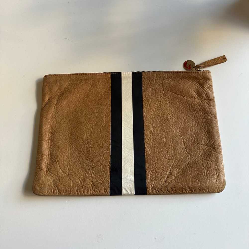 Clare V Vivier Camel Nubuck Stripe Clutch Bag Zip… - image 4