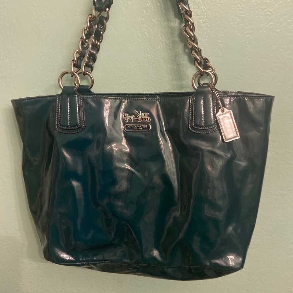 Coach glossy patent leather tote bag - image 1