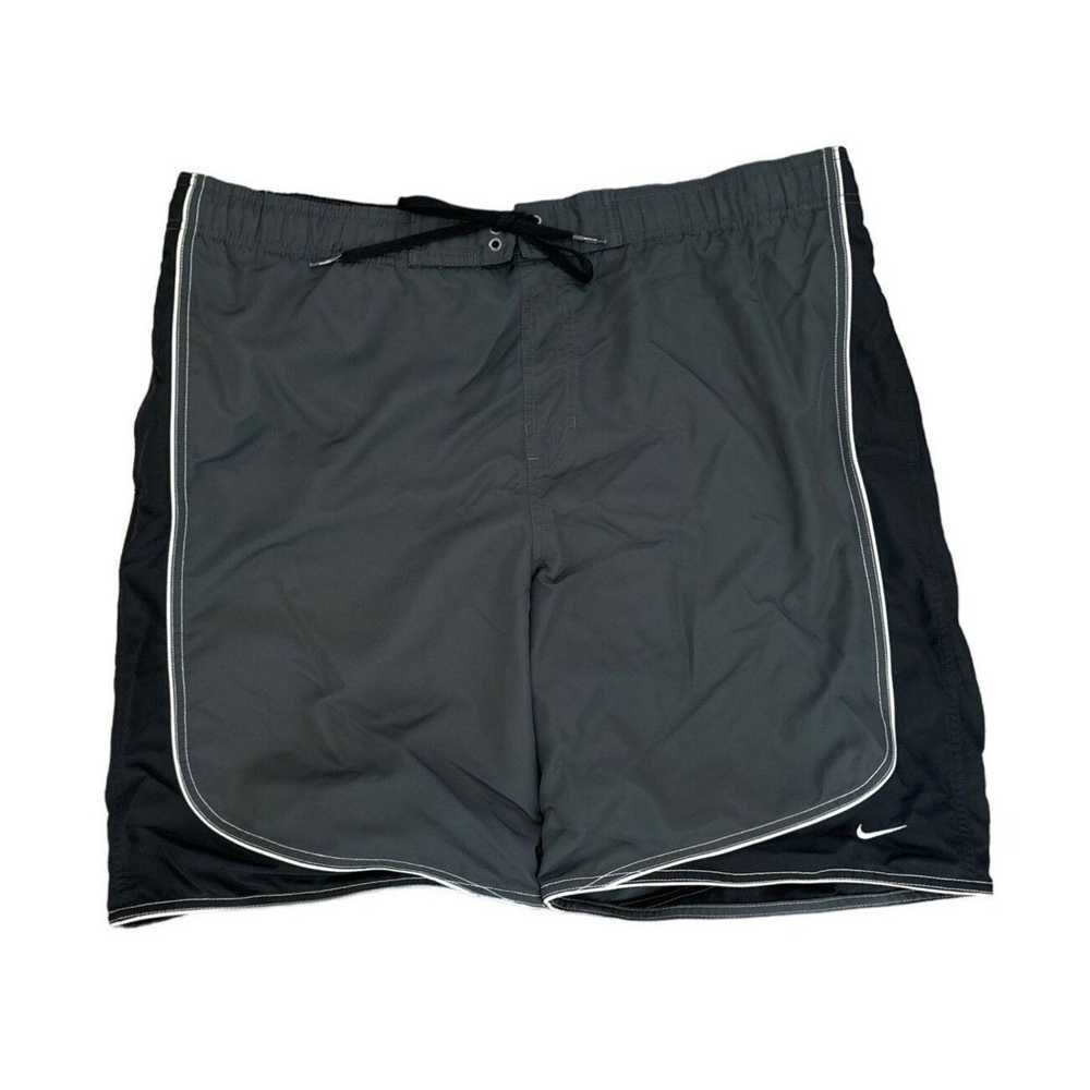 Nike VINTAGE NIKE MEN'S BLACK AND GRAY SWIM TRUNK… - image 1