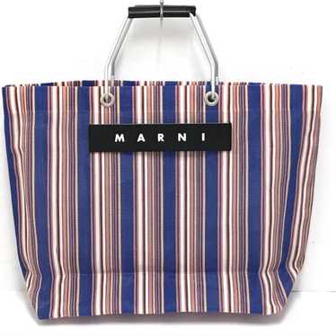 MARNI tote bag, striped, mesh, flower cafe, blue