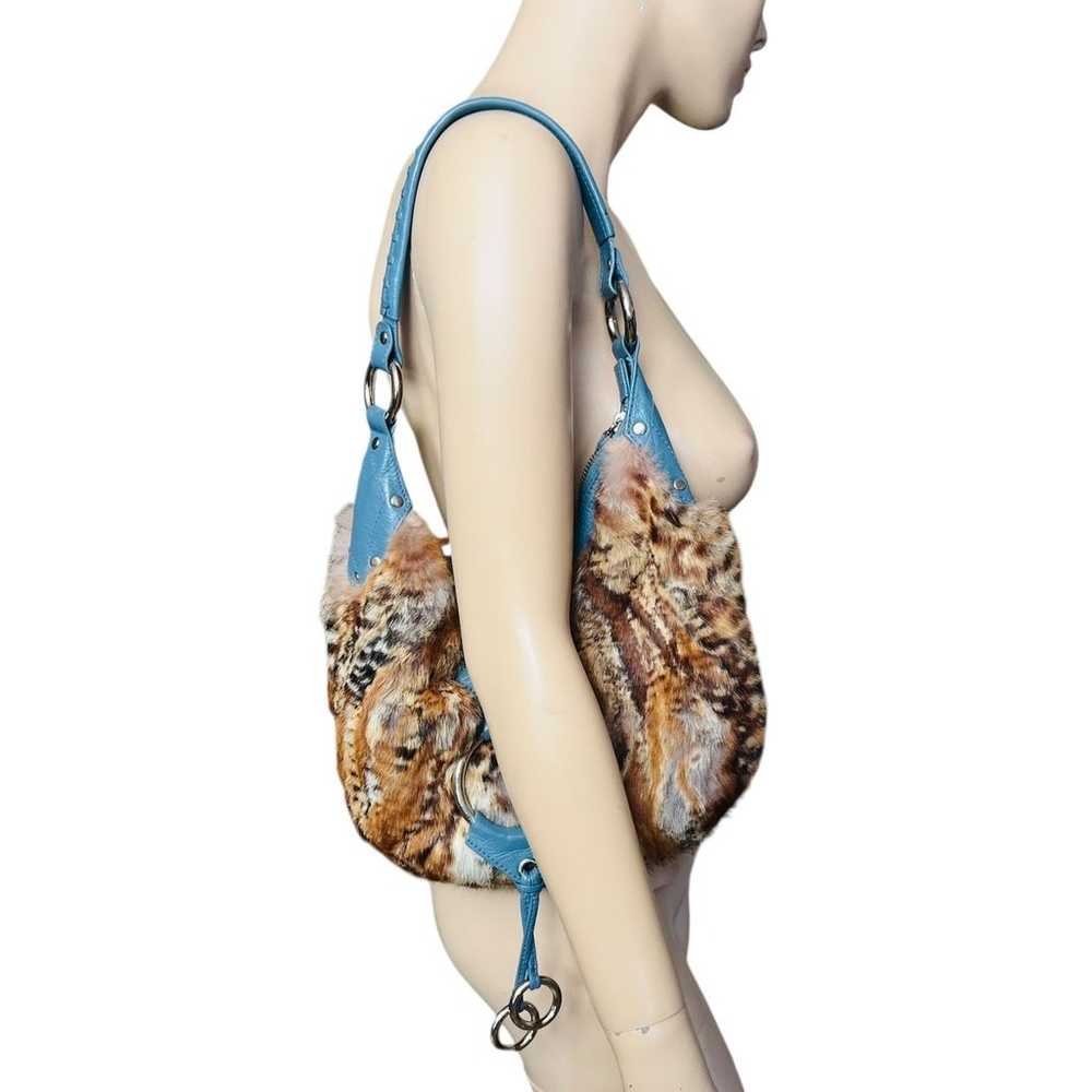 Isabella Fiore Rabbit Fur Shoulder Bag Leather Vi… - image 10