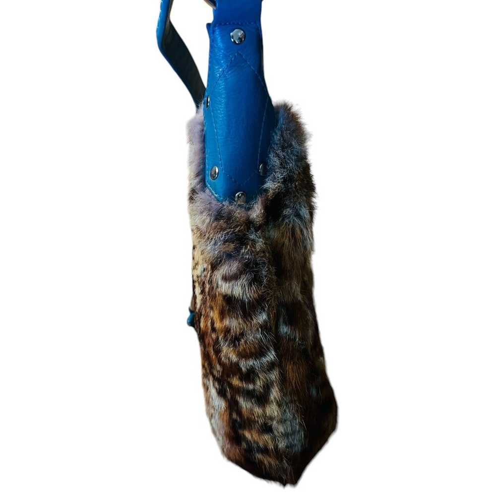 Isabella Fiore Rabbit Fur Shoulder Bag Leather Vi… - image 6