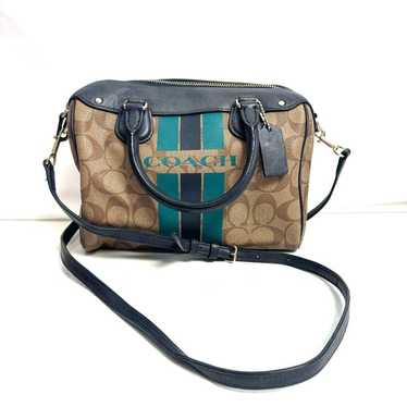 Coach Blue Varsity Stripe Mini Bennet Satchel Bag 