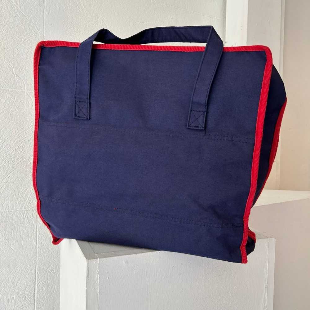 Vintage 80s Cotton Canvas Organizer Tote Bag - image 1