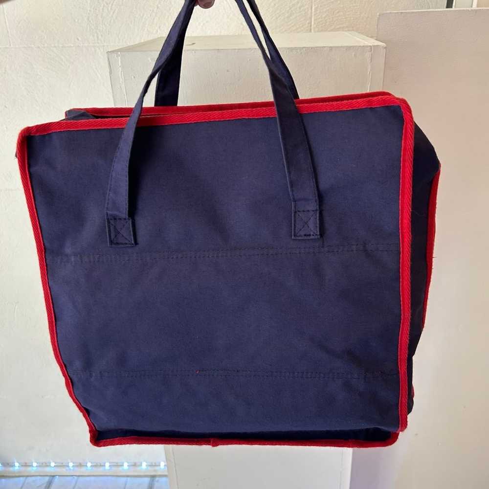 Vintage 80s Cotton Canvas Organizer Tote Bag - image 2