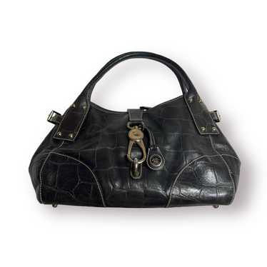 Dooney & Bourke Satchel Handbag Black Croc Emboss… - image 1