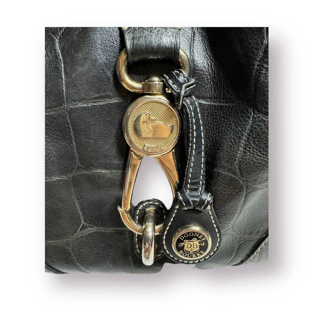 Dooney & Bourke Satchel Handbag Black Croc Emboss… - image 4