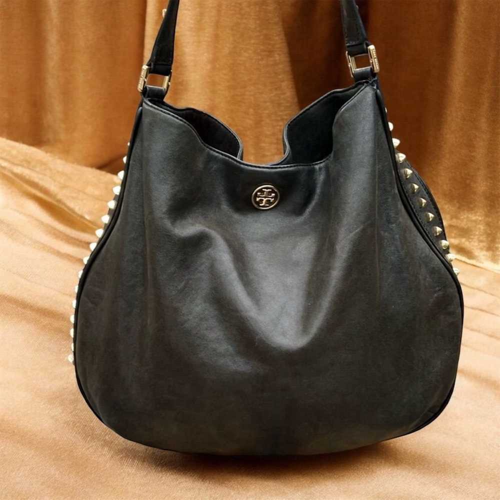 Tory Burch Women's Black Studded Hobo Bag with Go… - image 2