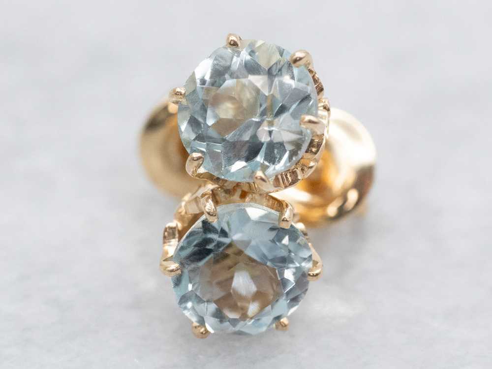 Round Cut Blue Topaz Stud Earrings - image 2