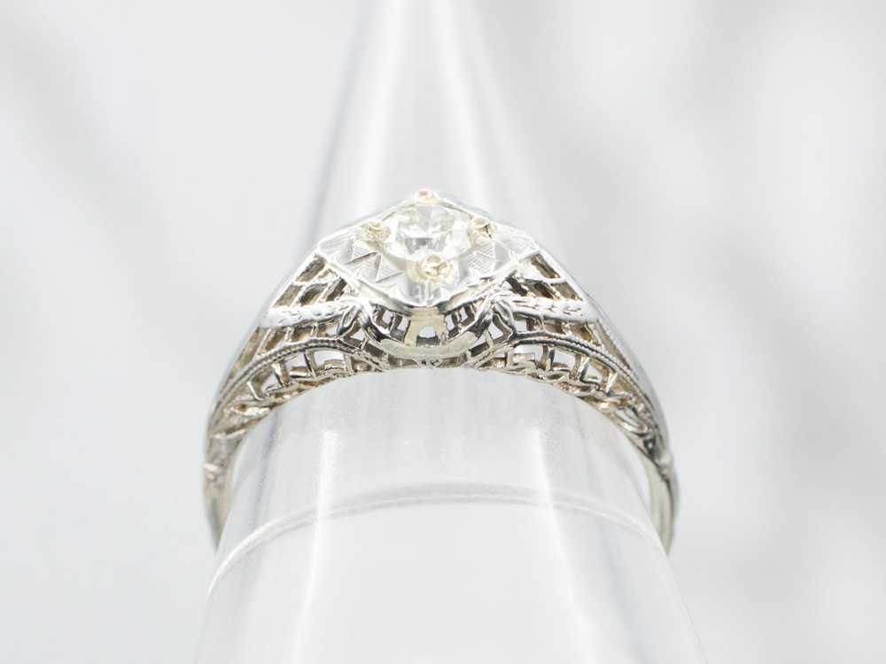 Art Deco Diamond Solitaire Ring - image 3