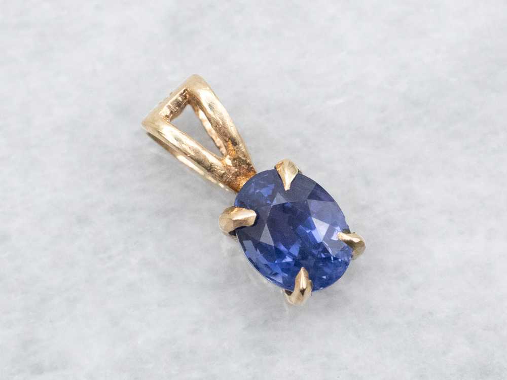 Oval Cut Sapphire Solitaire Pendant - image 1