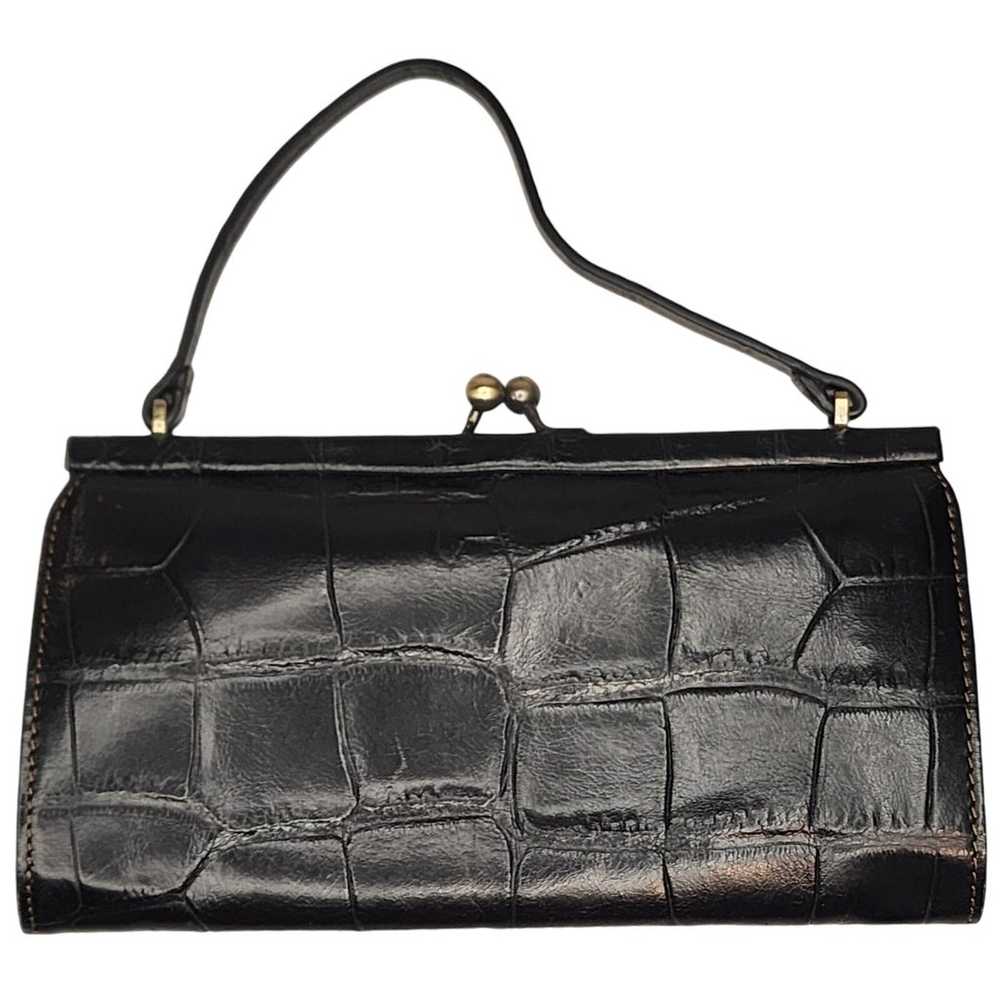 Vintage Nicole Miller Black Leather Mini Bag Croc… - image 5