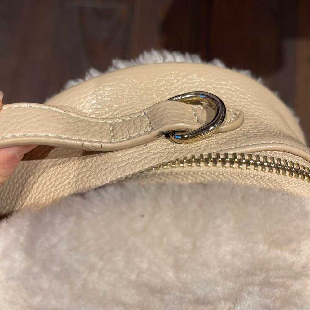 Fur bag, round shape, genuine leather, ivory - image 5