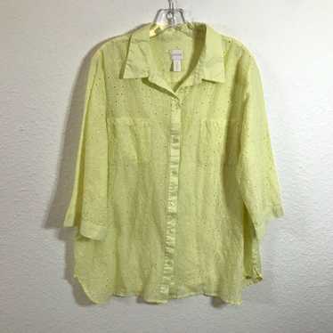 Vintage Chico's Blouse Womens Size 3 Semi Sheer E… - image 1