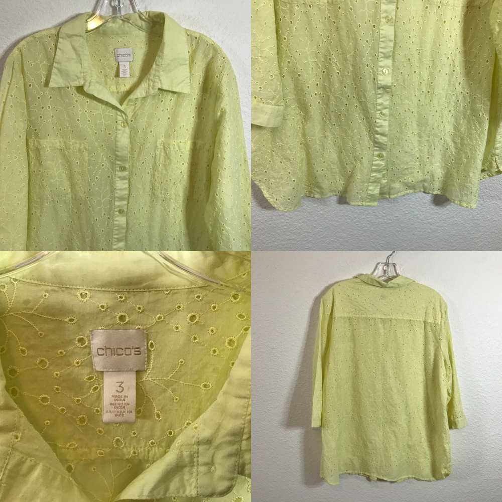 Vintage Chico's Blouse Womens Size 3 Semi Sheer E… - image 4