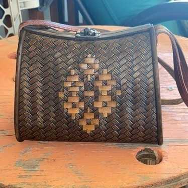 Vintage Wooden Leather Purse - image 1