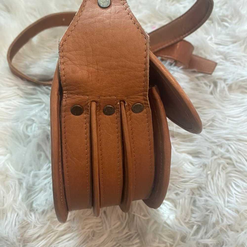 Vintage Brown Leather Crossbody Saddlebag, Boho, … - image 4