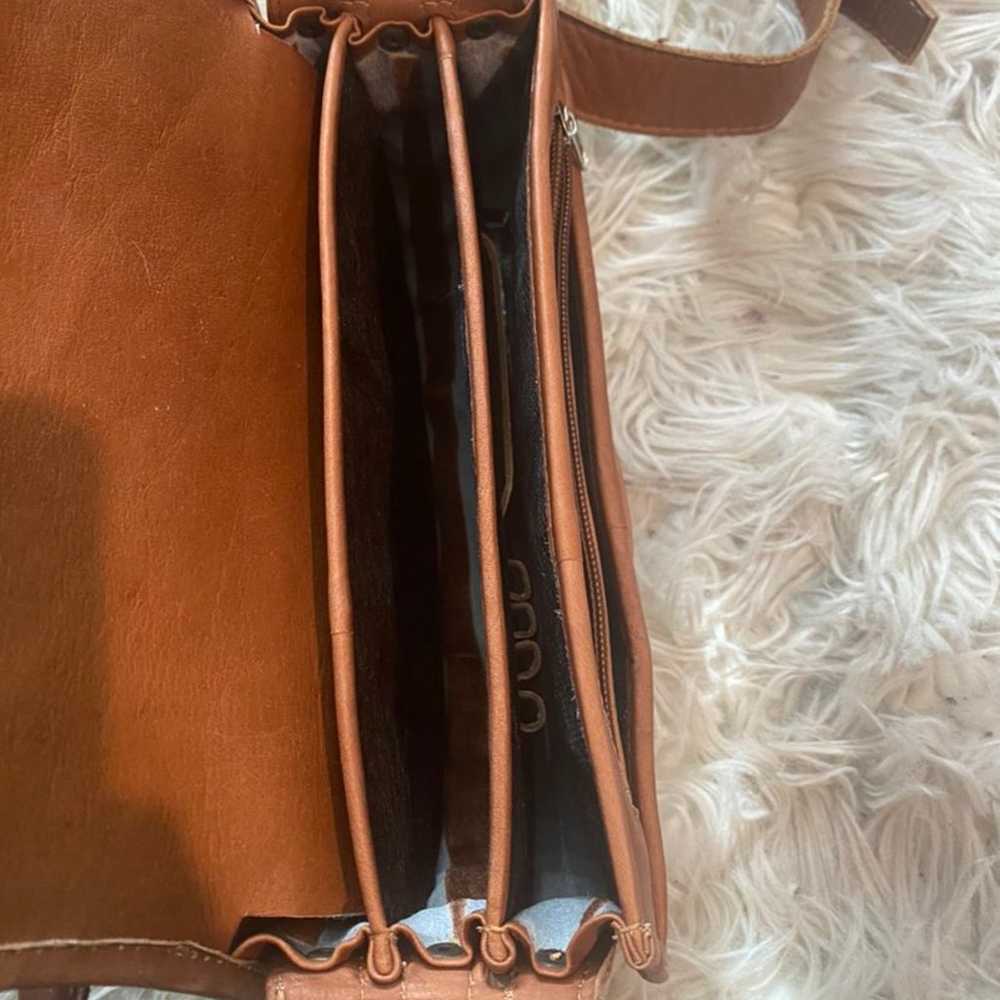 Vintage Brown Leather Crossbody Saddlebag, Boho, … - image 5