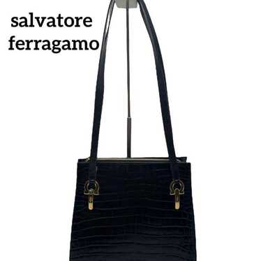 【Salvatore Ferragamo】Leather Shoulder Bag Gancini