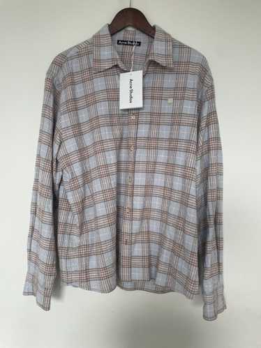 Acne Studios Face Sarlie check flannel blue pink