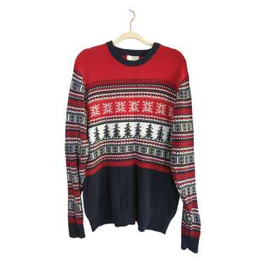 Aspen Sweater Mens Large Red Fair Isle Cotton Nor… - image 1