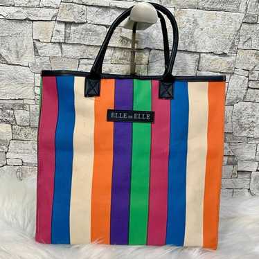 ELLE de ELLE Multi-colored Stripe Tote Bag - image 1