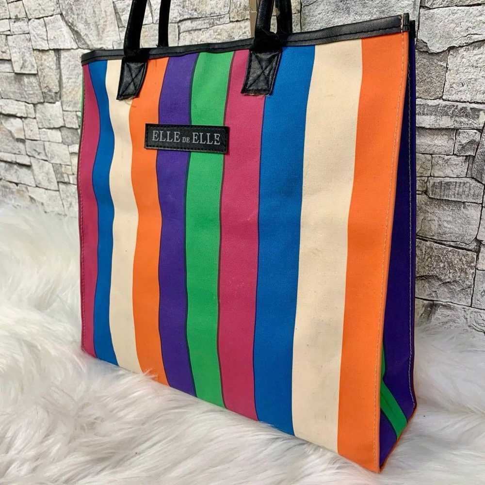 ELLE de ELLE Multi-colored Stripe Tote Bag - image 2