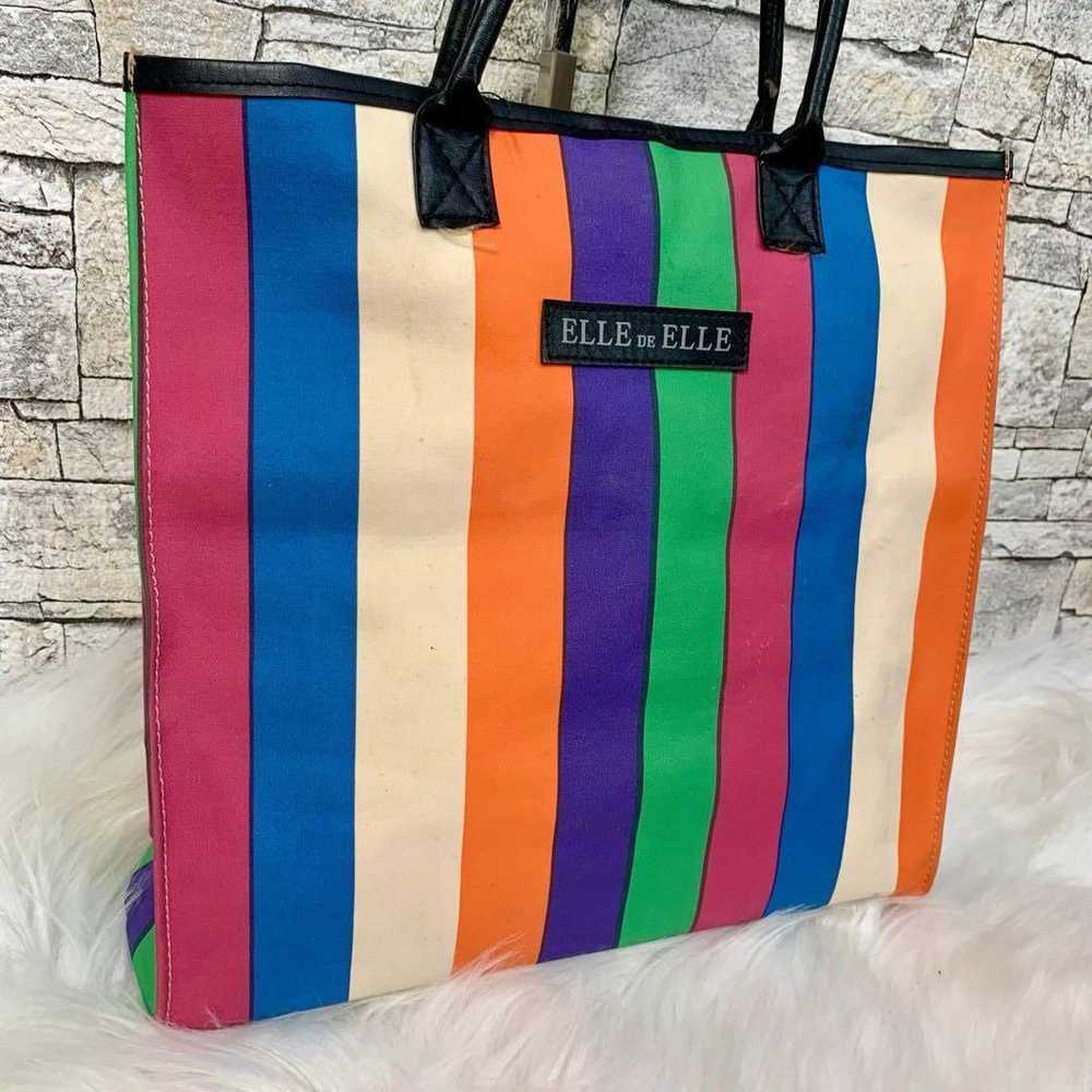 ELLE de ELLE Multi-colored Stripe Tote Bag - image 3