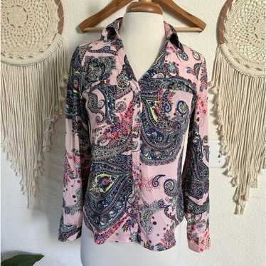 Express portofino paisley print pink blouse XS