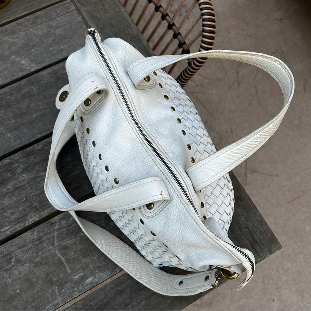 Fossil Woven White Leather Tote Bag with Removabl… - image 4