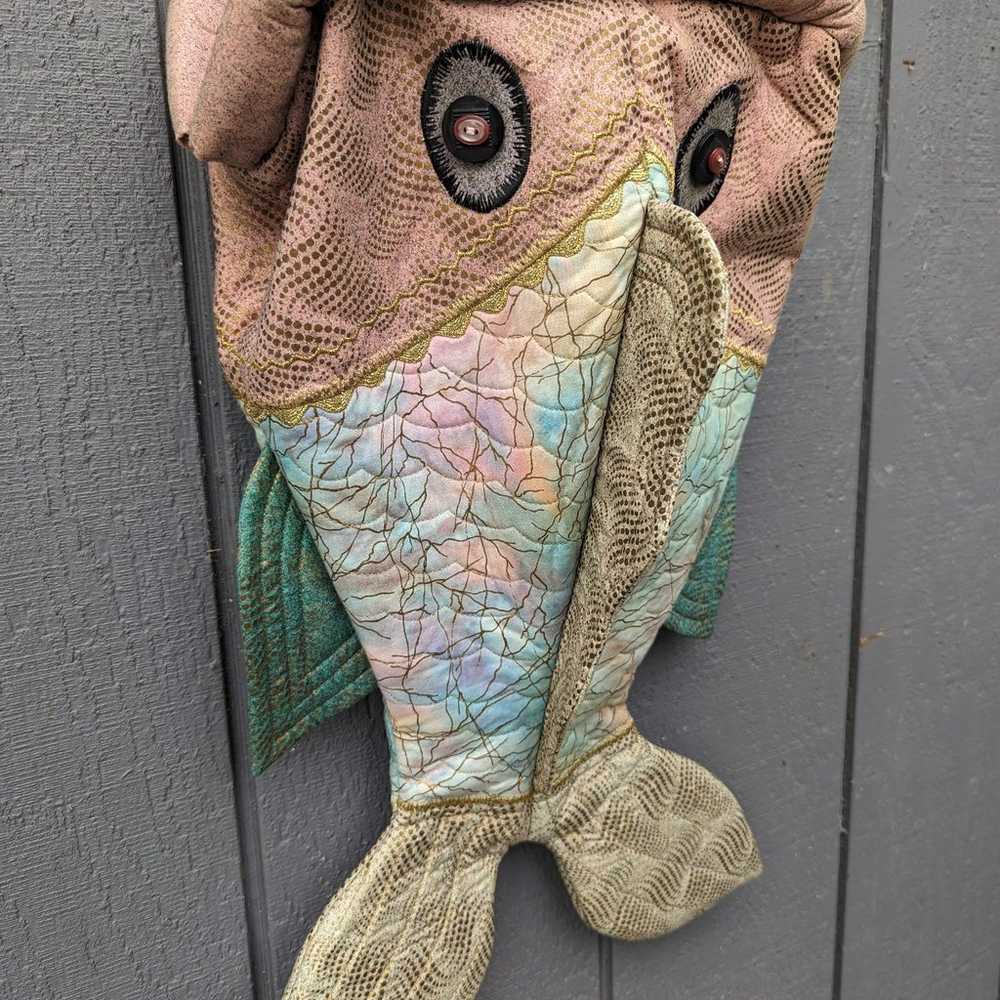 Vintage Figural Kitschy Handsewn Fish Pure Bag Qu… - image 1