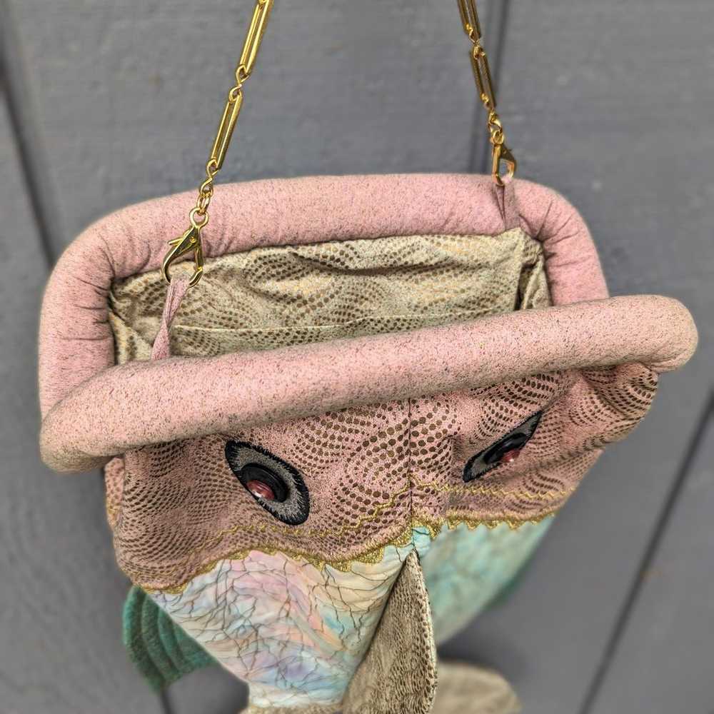 Vintage Figural Kitschy Handsewn Fish Pure Bag Qu… - image 4