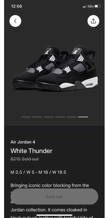 Jordan Brand × Nike Nike Air Jordan 4 White Thunde