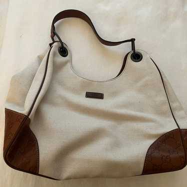 Gucci Canvas, Leather Shoulder Bag