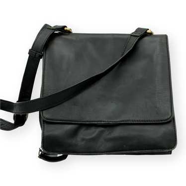 Vintage Black Leather Crossbody Handbag Medium - image 1