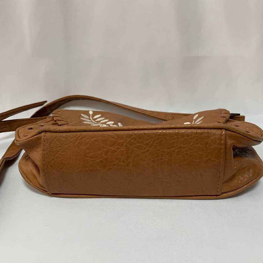 ◎ Showa Retro Shoulder Bag ◎ Brown Flower Stitch … - image 8