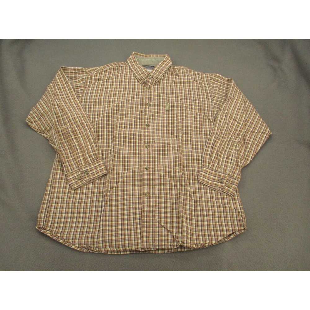 Vintage Columbia Shirt Adult Medium Brown Plaid L… - image 1