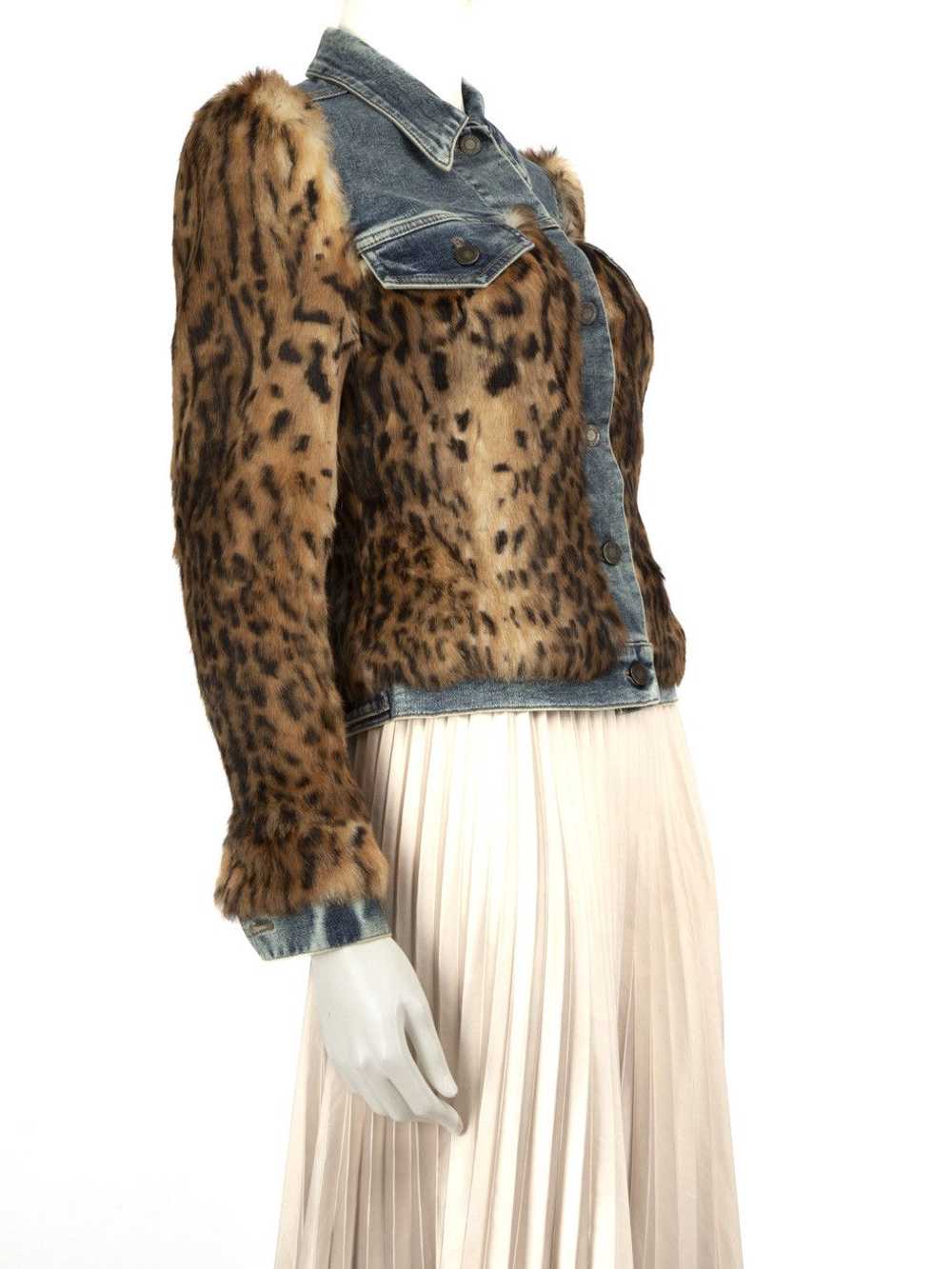 Tom Ford Leopard Pattern Rabbit Fur Denim Jacket - image 2