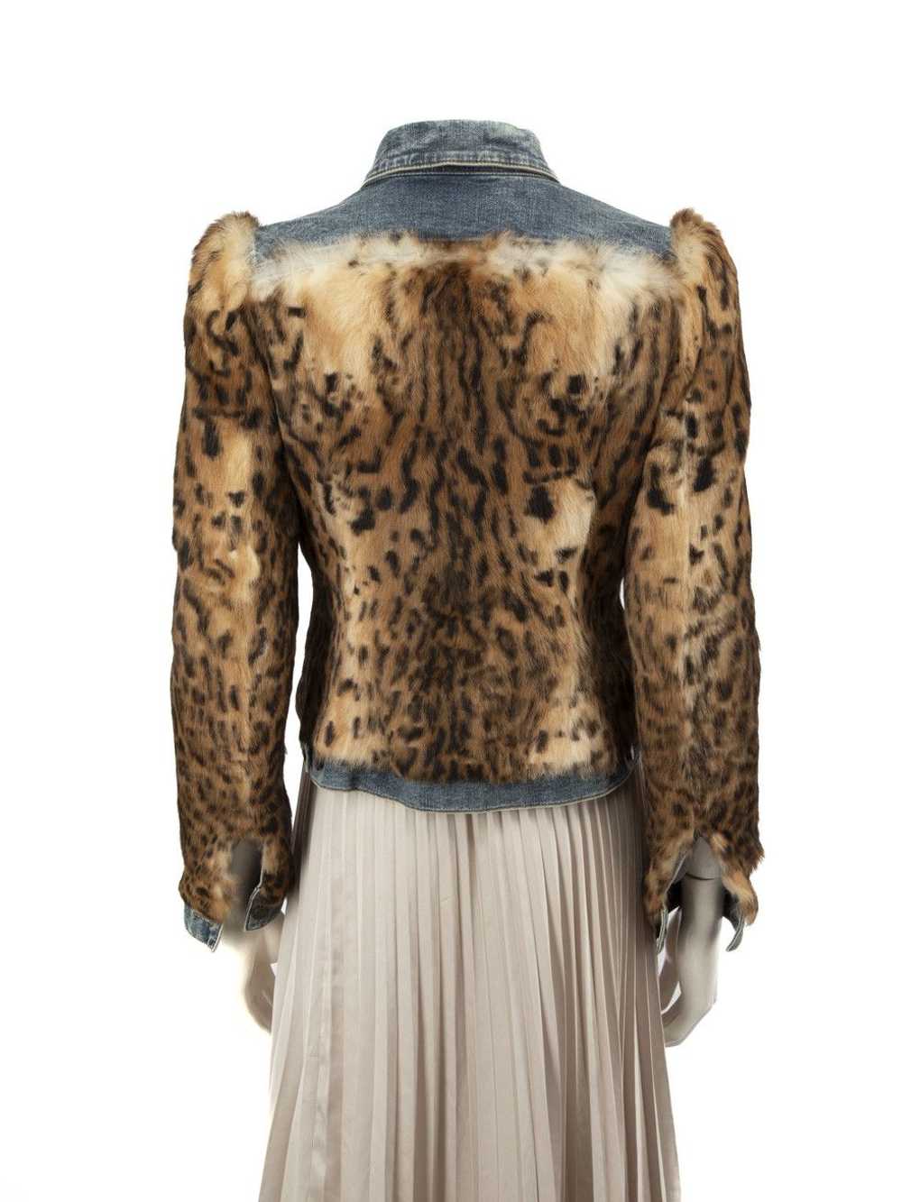 Tom Ford Leopard Pattern Rabbit Fur Denim Jacket - image 3