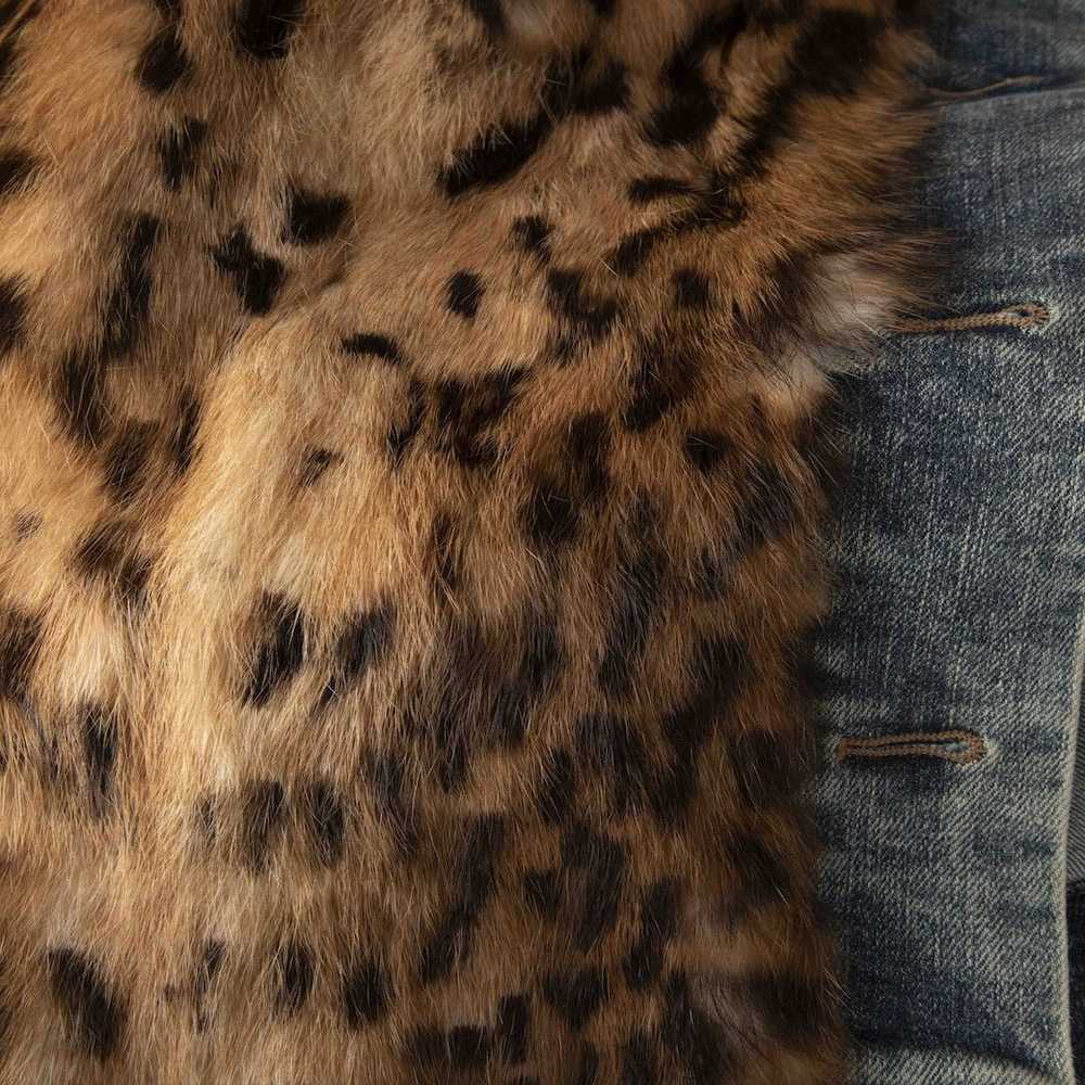 Tom Ford Leopard Pattern Rabbit Fur Denim Jacket - image 4