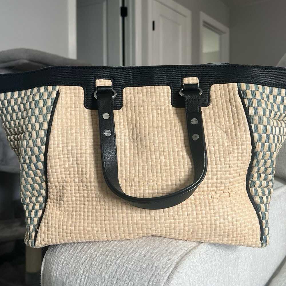 Diesel 2 way denim / straw / leather tote - image 4