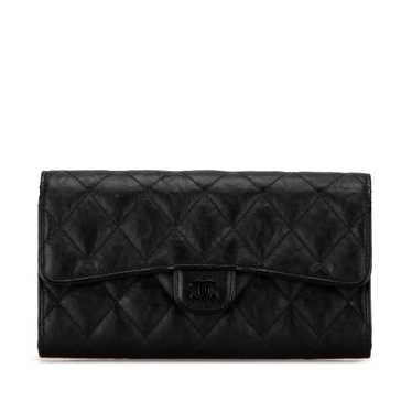 Black Chanel CC Quilted Lambskin Flap Continental 