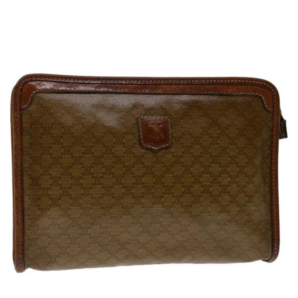 Celine CELINE Macadam Canvas Clutch Bag Brown - image 1